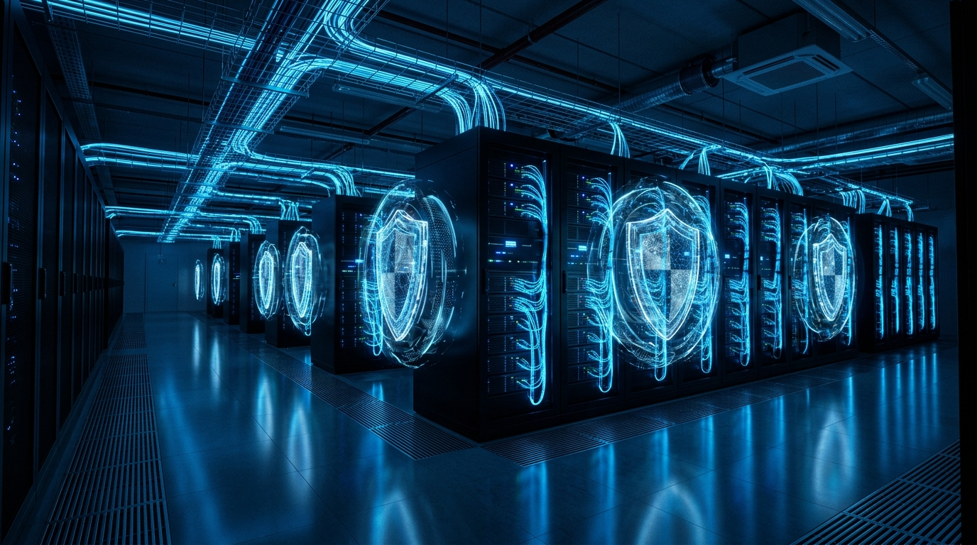 AI Security Software protecting modern cloud infrastructure and network servers against automated cyber threats